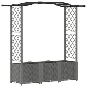 vidaXL Verhoogd Bed met Trellis en Dak Lichtgrijs 164 x 40 x 138 cm PP