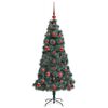 vidaXL Artificial Pre-lit Kerstboom met Ballenset Groen 120 cm PET