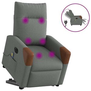 vidaXL Sta-op-massagestoel elektrisch verstelbaar stof donkergrijs