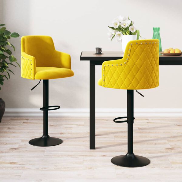 vidaXL Barkrukken 2 st fluweel mosterdgeel