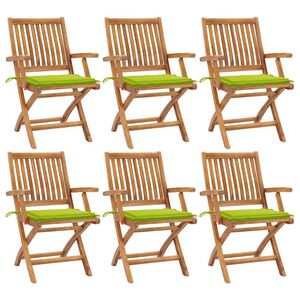 vidaXL Tuinstoelen 6 st inklapbaar met kussens massief teakhout