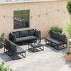 vidaXL Tuin Sofa Set met kussen 8 pcs Zwart Aluminium