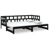 vidaXL Slaapbank uitschuifbaar massief grenenhout zwart 2x(90x190) cm