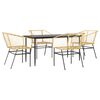 vidaXL 5-delige Tuinset poly rattan glas bruin