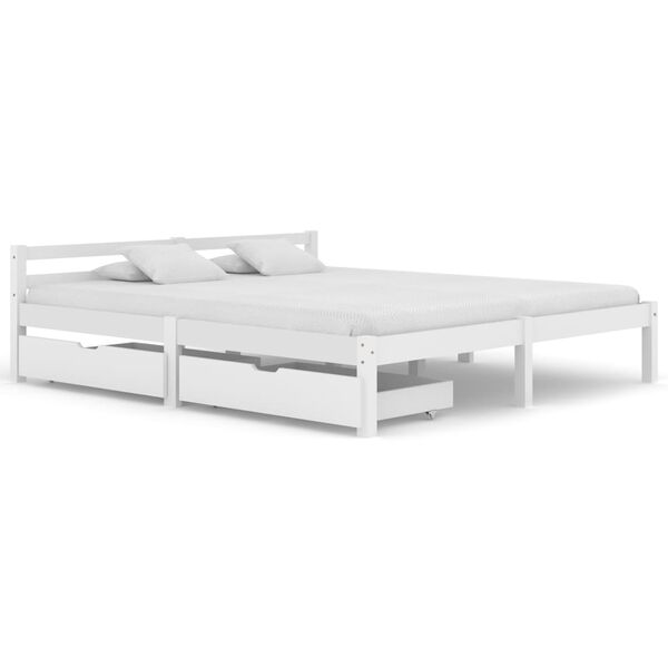 vidaXL Bedframe met 2 lades massief grenenhout wit 180x200 cm