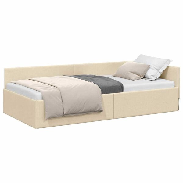 vidaXL Hoekbedframe met hoofdeinde Crème 90 cm x 200 cm Fluweel