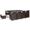 vidaXL 13-delige Tuinset met kussens poly rattan bruin