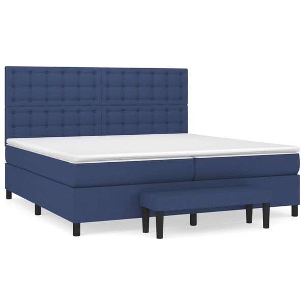 vidaXL Boxspring met matras stof blauw 200x200 cm