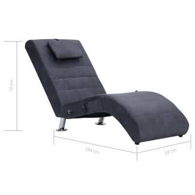 vidaXL Massage chaise longue met kussen kunstsuède grijs