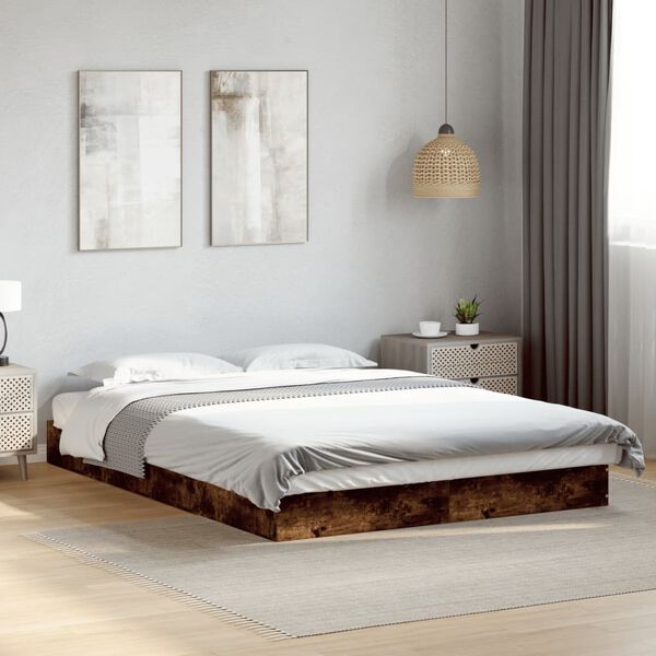 vidaXL Bedframe zonder matras hout gerookt eikenkleurig 140x200 cm