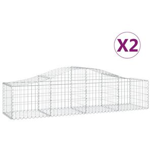 vidaXL Schanskorven 2 st gewelfd 200x50x40/60 cm gegalvaniseerd ijzer