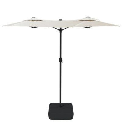 vidaXL Parasol dubbel dak met LED 316x240 cm zandwit