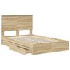 vidaXL Opslag bed met lade Sonoma Eiken 120 x 190 cm Bewerkt hout