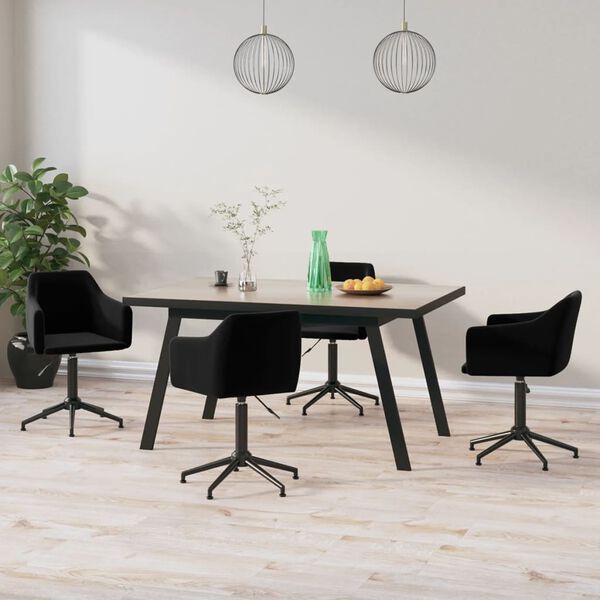 vidaXL Eetkamerstoelen draaibaar 4 st fluweel zwart