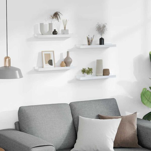 vidaXL Wandschappen 4 st 40x9x3 cm hoogglans wit