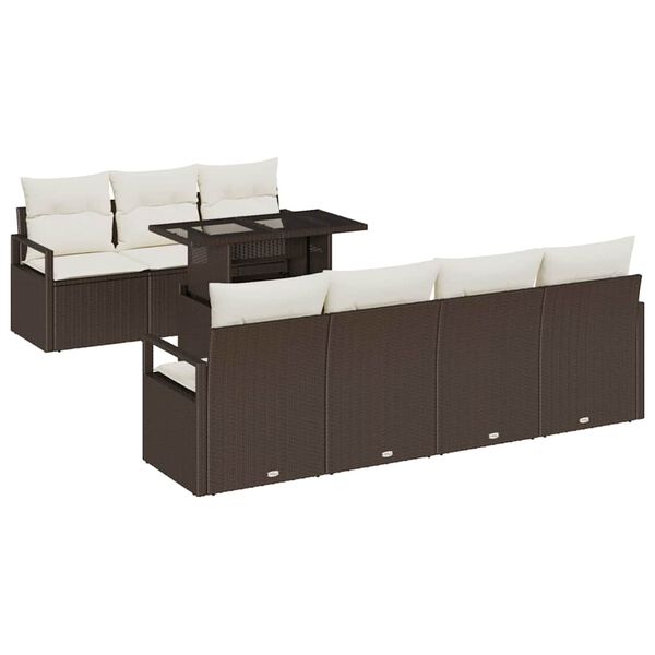 vidaXL Tuin Sofa Set met kussen 8 pcs Bruin en Cr&egrave;me poly rattan
