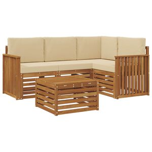 vidaXL Buiten bankenset 5 st Natuurlijk en Beige Polyester