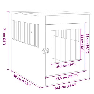 vidaXL Hondenbench 64,5x80x71 cm bewerkt hout sonoma eikenkleurig