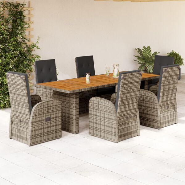 vidaXL 9-delige Tuinset met kussens poly rattan grijs