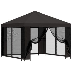 vidaXL Tuin Gazebo met Zijwanden 3 x 3 m Antracietkleurig