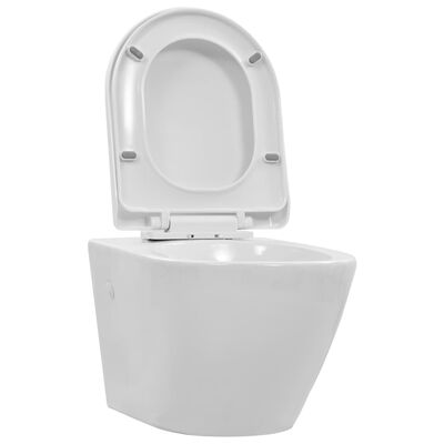 vidaXL Hangend toilet randloos keramiek wit