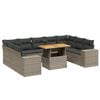 vidaXL 10-delige Loungeset met kussens poly rattan grijs