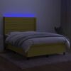 vidaXL Boxspring met matras en LED stof groen 140x200 cm