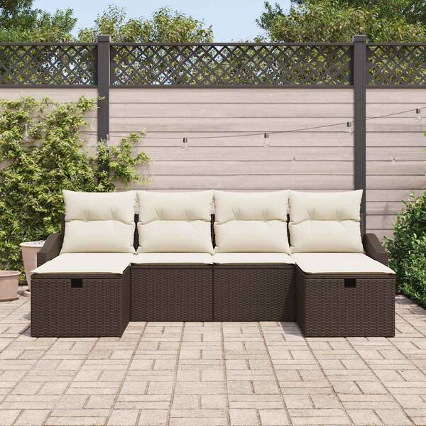 vidaXL Tuin Sofa Set met kussen met opslag 6 pcs poly rattan