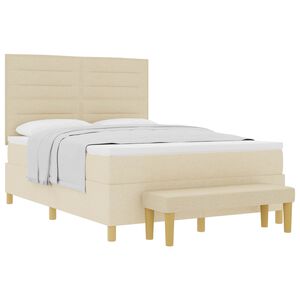 vidaXL Boxspring bed met matras met hoofdeinde Cr&egrave;me 140 x 190 cm Stof