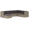 vidaXL 7-delige Loungeset met kussens poly rattan grijs