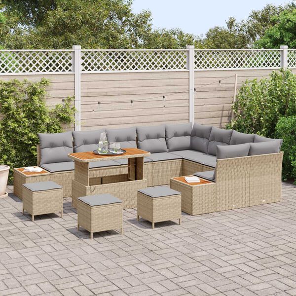 vidaXL Tuinbankenset 13 pcs Beige poly rattan