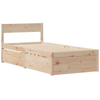 vidaXL Bed met lades en matras massief grenenhout 90x200 cm