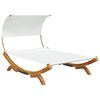 vidaXL Loungebed met luifel 165x203x126 cm massief gebogen hout cr&egrave;me