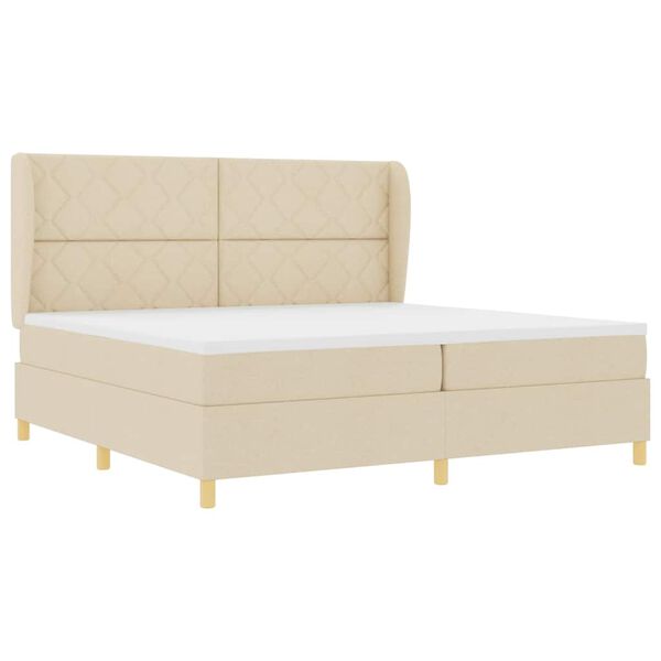 vidaXL Boxspringbed met Matras Donkergrijs 90x190 cm Cr&egrave;me Stof