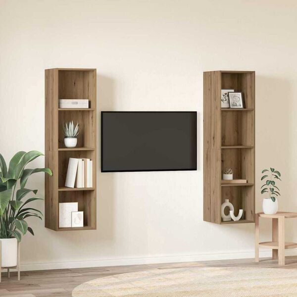 vidaXL Tv-meubelset 2 pcs Bruin 37 x 37 x 142,5 cm Bewerkt hout