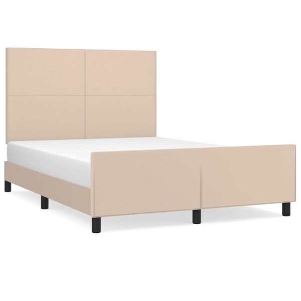 vidaXL Bedframe met hoofdbord kunstleer cappucinnokleurig 140x190 cm