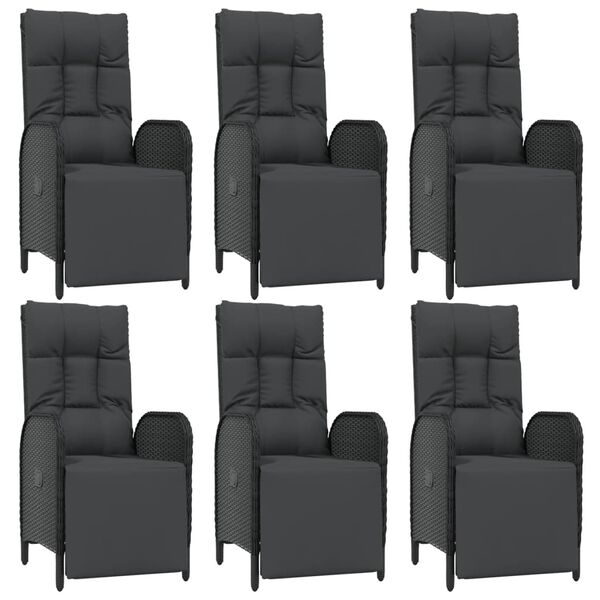 vidaXL 7-delige Tuinset met kussens poly rattan zwart