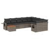 vidaXL 10-delige Loungeset met kussens poly rattan grijs