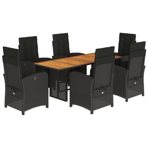 vidaXL 7-delige Tuinset met kussens poly rattan zwart