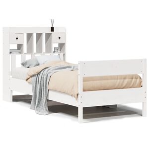 vidaXL Bed met boekenkast zonder matras grenenhout wit 90x190 cm