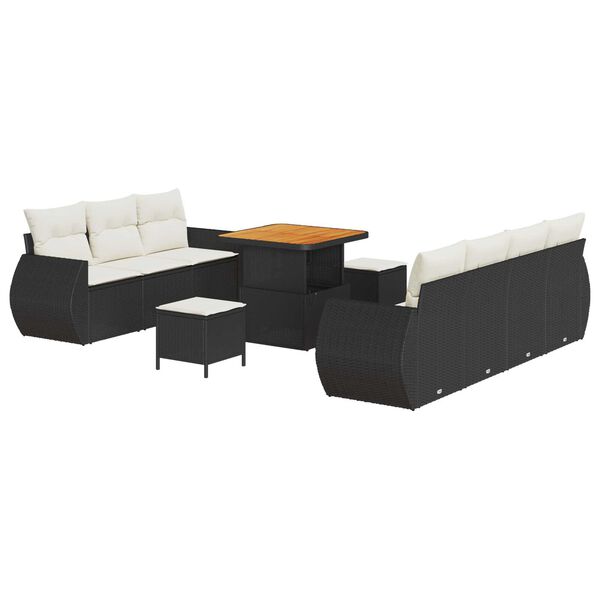 vidaXL Tuin Sofa Set met kussen met opslag 10 pcs Zwart poly rattan