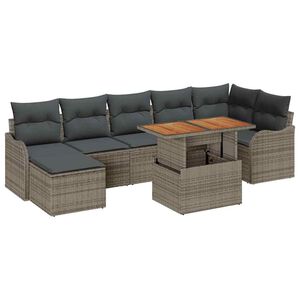 vidaXL Tuin Sofa Set met kussen met opslag 8 pcs Grijs