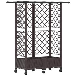 vidaXL Verhoogd Bed met Trellis en Dak Bruin 124 x 40 x 127 cm PP