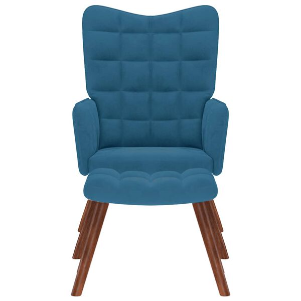 vidaXL Relaxstoel met voetenbank fluweel blauw