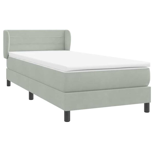vidaXL Boxspring met matras fluweel lichtgrijs 90x220 cm
