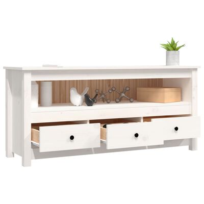 vidaXL Tv-meubel 114x35x52 cm massief grenenhout wit
