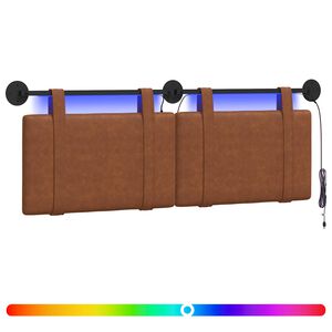 vidaXL Hangend hoofdbord Met LED-verlichting Bruin Antiek PU