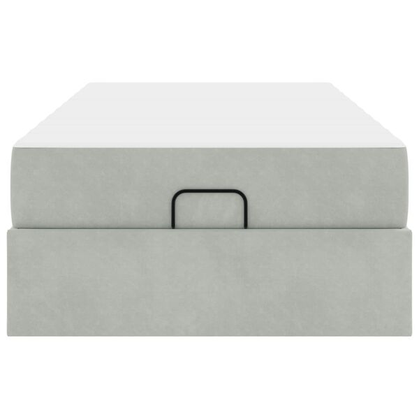 vidaXL Bedframe met matras met matras 2 pcs Lichtgrijs Fluweel