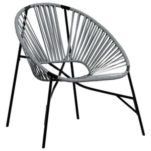 vidaXL Tuinstoel Egg poly rattan zwart en lichtgrijs