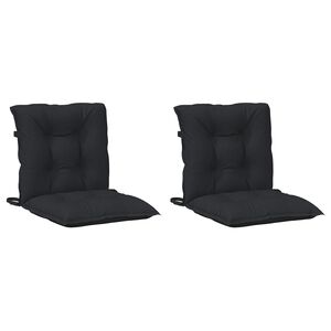 vidaXL Laagrug Stoelkussens Set 2 pcs Melange Zwart 100 x 50 x 7 cm